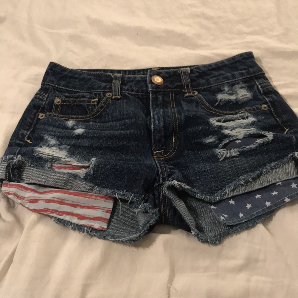 American Eagle - American Flag Pocket Jean Shorts